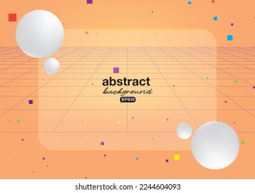 abstract clear frame with sphere pixel dots checker cyberpubk theme background for advertisement banner,brochure,website landingpage, notebook cover vector eps.