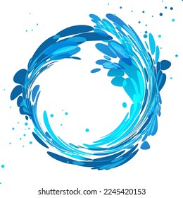 Abstract clear water art, Liquid with drops, ring shape, vector illustration on a white background, circle water splash