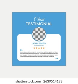 Abstract Client Testimonial Design Template with 5 star review
