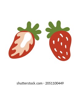 Abstract Clip Art Strawberry Fruits Illustration, Hand Drawn Vector Illustration.