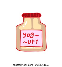 Abstract Clip Art Yogurt Jar Illustration, Hand Drawn Vector Illustration.