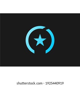 abstract clipped circle logo with star inside