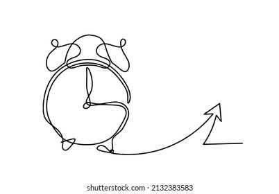 Abstract clock with arrow as line drawing on white background. Vector