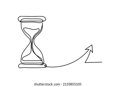 Abstract clock with arrow as line drawing on white background. Vector