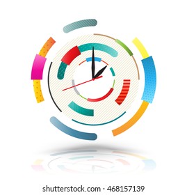 Abstract clock colourful. Vector illustration.