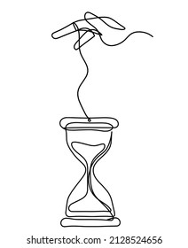 Abstract clock with hand as line drawing on white background. Vector