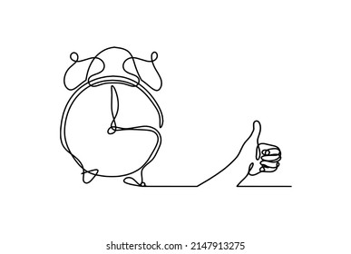 Abstrakte Uhr mit Hand als Linienzeichnung auf weißem Hintergrund. Vektorgrafik