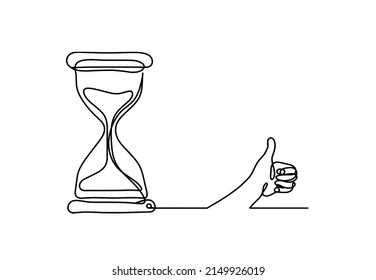 Abstract clock with hand as line drawing on white background. Vector