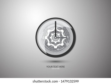Abstract clock isolated on a gray background. The concept of control and time management, planning, strategy. Organization of the process of collaboration. Vector illustration for business design.