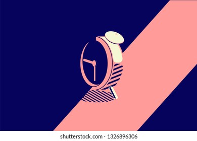 abstract clock on blue and pink background