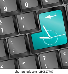 abstract clock on computer key vector