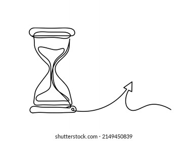 Abstract clock with paper plane as line drawing on white background. Vector