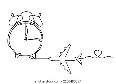 Reloj abstracto con plano como plano de línea sobre fondo blanco. Vector