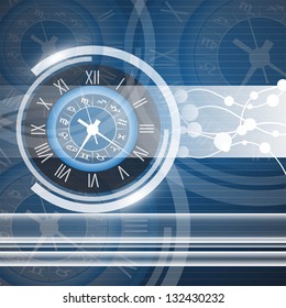Abstract clock and technology background