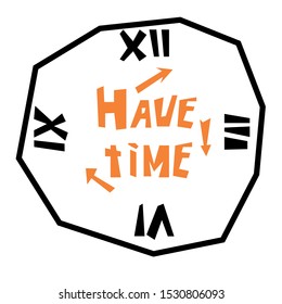 Abstract clock with text have time vector illustration.