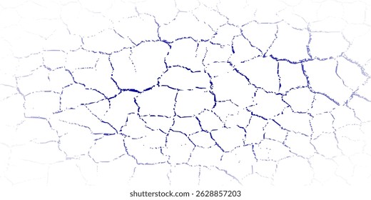 Primer plano abstracto de una superficie agrietada con líneas azules sobre un fondo blanco. La Imagen representa una red de fracturas, perfecta para fondos y Elementos de diseño.