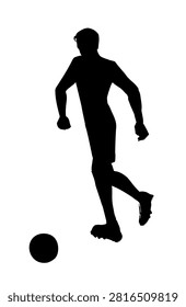 Abstract closeup happy fast speed strong guy kicker body figure look team move white field text space. Outline black ink hand drawn best outdoor human child kid boy leg fun hit fit sprint healthy lifestyle equipment logo modern art doodle line style
