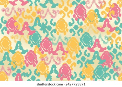 Abstrakte Stoffmotivmuster, abstrakte Ikat, abstrakte Hintergründe, Teppichmotive.