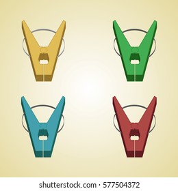 Abstract clothes pin. Icon clothespins. Vector illustration.