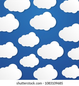 abstract cloud background with paper art style. Beautiful sky with clean background concept.