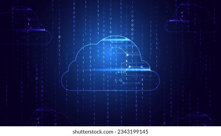 Abstract, Cloud and Binary Concepts Digital Storage on the internet advanced security on a beautiful background