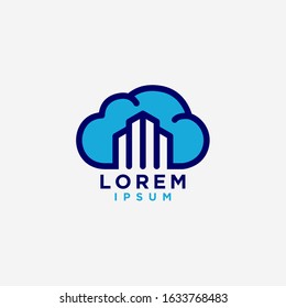 Abstract CLoud With Building Real Estate Logo Design 