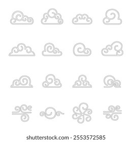 Abstract Cloud , Chinese Cloud , Curl cloud Decoration cloud, icon set 