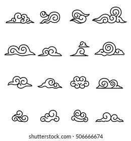 Abstract Cloud , Chinese Cloud , Curl Cloud ,Decoration Cloud, Cloud Icon Set