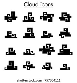 Abstract Cloud , Chinese Cloud , Curl cloud icon set