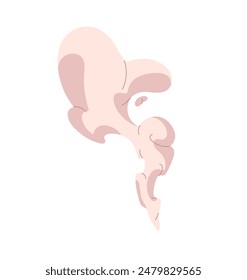 Abstract cloud of cigarette smoke. Cig fume flies. Smog silhouette in the air. Track of bomb explosion. Comic motion of vapor, stream of vapour. Flat isolated vector illustration on white background