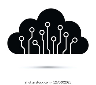 abstract cloud computer chip icon