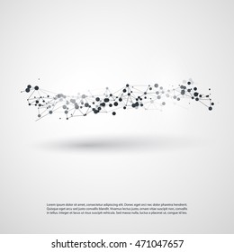 Abstract Cloud Computing and Global Network Connections Concept Design with Transparent Geometric Mesh, Wireframe Wave - Illustration in Editable Vector Format