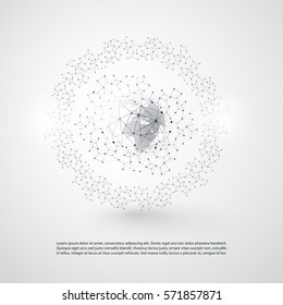 Abstract Cloud Computing and Global Network Connections Concept Design with Transparent Geometric Mesh, Wireframe Sphere - Illustration in Editable Vector Format