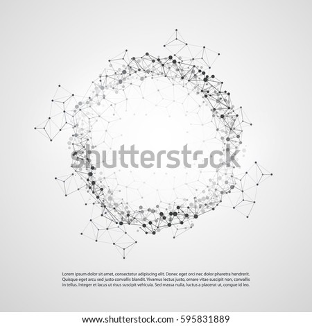 Abstract Cloud Computing and Global Network Connections Concept Design with Transparent Geometric Mesh, Wireframe Ring - Illustration in Editable Vector Format