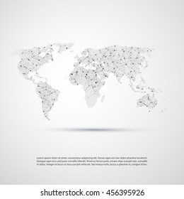 Abstract Cloud Computing and Network Connections Concept Design with World Map - Illustration in Editable Vector Format