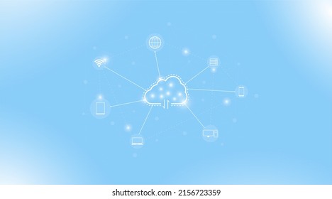 Abstract cloud connection home devices data digital technology concept background