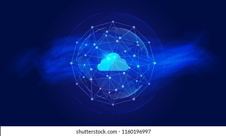 Abstract Cloud Data, Digital Earth, Point And Line Connections, Science And Technology Innovation Concept Vector Background