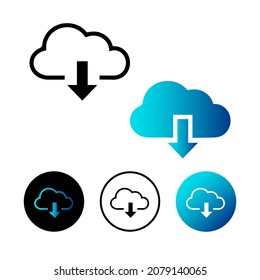 Abstract Cloud Data Download Icon Illustration