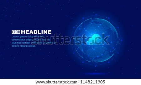 Abstract cloud data, point - line connection, scientific and technological innovation concept vector background