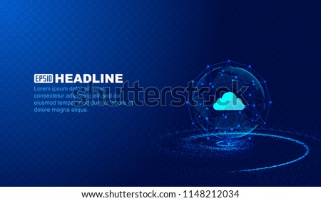 Abstract cloud data, point - line connection, scientific and technological innovation concept vector background
