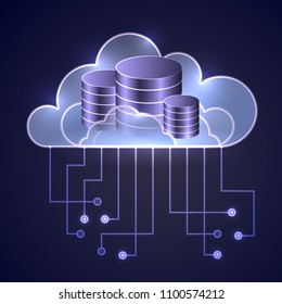 Abstract cloud databases, vector illustration