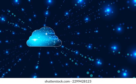 seguridad de almacenamiento digital en línea en nube abstracta sobre fondo azul futurista hermoso