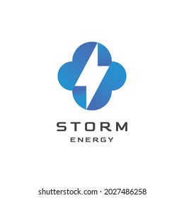 Abstract cloud with flash logo design illustration vector template
