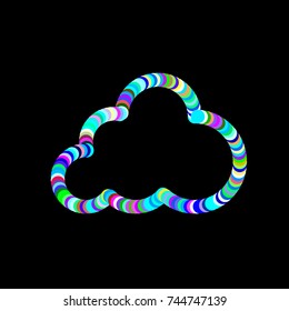 Abstract cloud frame of circles. Isolated on black background. Vector colorful illustration.