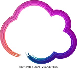 Resumen del marco de nube con degradado de textura de pincel rosa de curva. Ilustración vectorial.