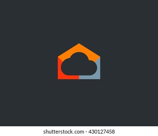 Abstract cloud home logo design. Storage house symbol.