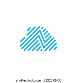 Abstract Cloud Icon. Monogram Letter N. Technology Logo Design Inspiration