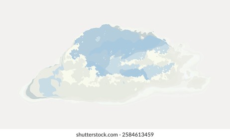 Abstract cloud illustration with soft blue and white hues. Cloud art features gentle blue tones. Perfect for cloud-themed designs and blue-themed projects. Vintage art illustration, vector.