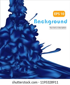 Abstract cloud ink. Blue Water paint, art banner, splash blue ink. Physics vibrant, aquarel, design poster.