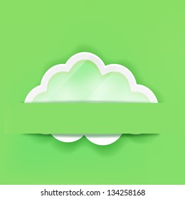 abstract cloud label on green